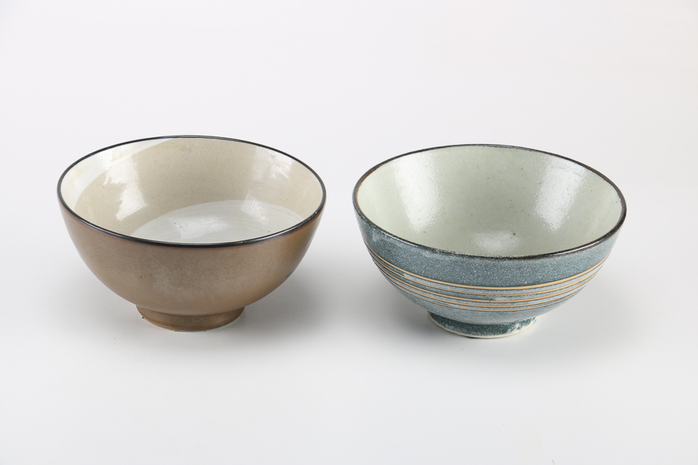 Collection of Stoneware and Porcelain Bowls with a Teapot