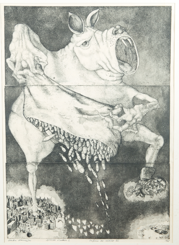 Signed Carsten Svennson "Inferno del Mundo VI" 1968 Etching
