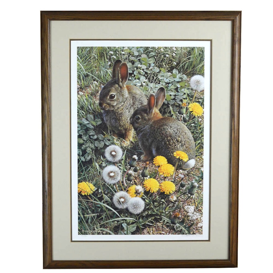 Signed Offset Lithograph "Colorful Playground - Cottontails" by Carl Brenders