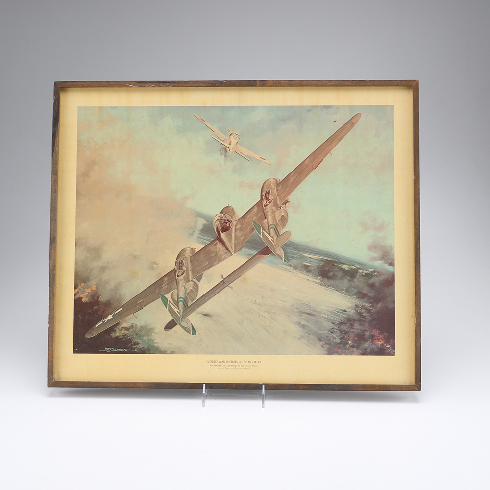 "The Fighters" WWII Framed Offset Lithograph after J.B. Deneen