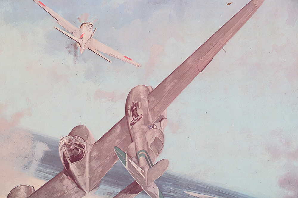 "The Fighters" WWII Framed Offset Lithograph after J.B. Deneen