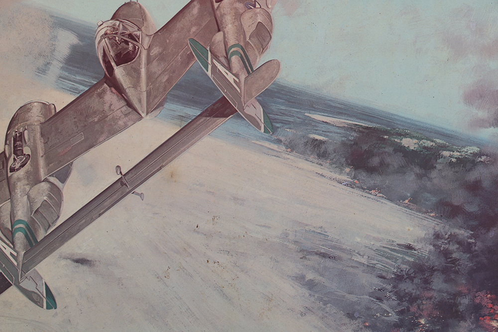 "The Fighters" WWII Framed Offset Lithograph after J.B. Deneen