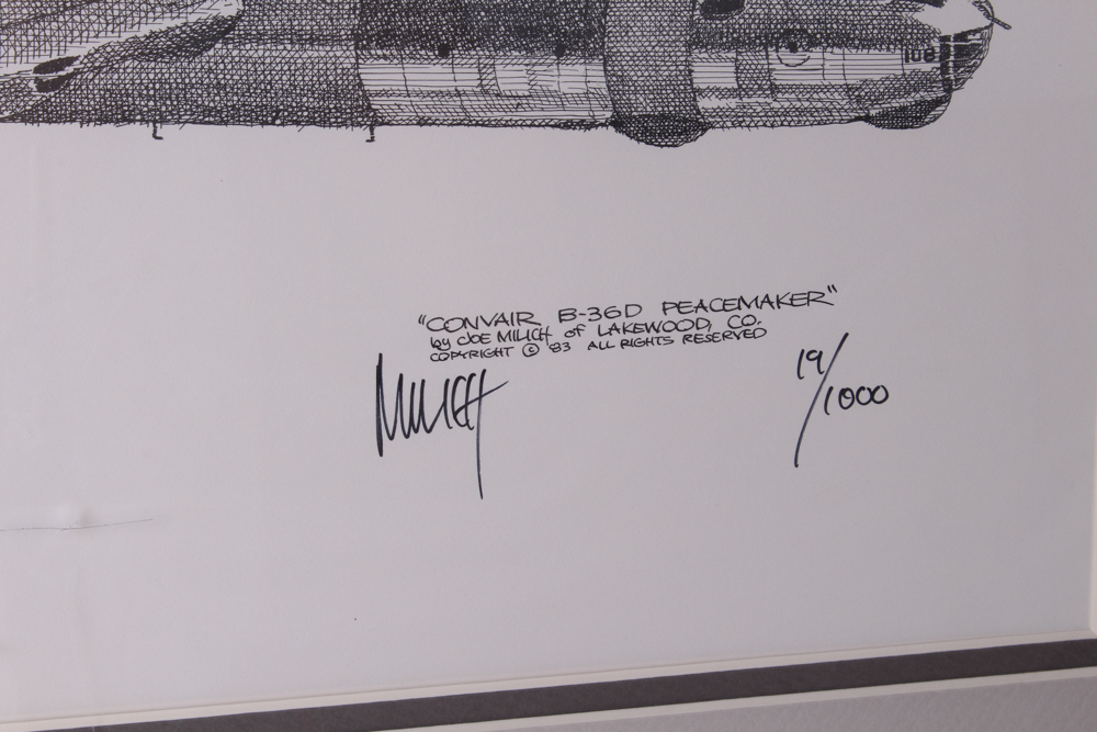 Signed "Convair B-36D Peacemaker" Offset Lithograph by Joe Milich