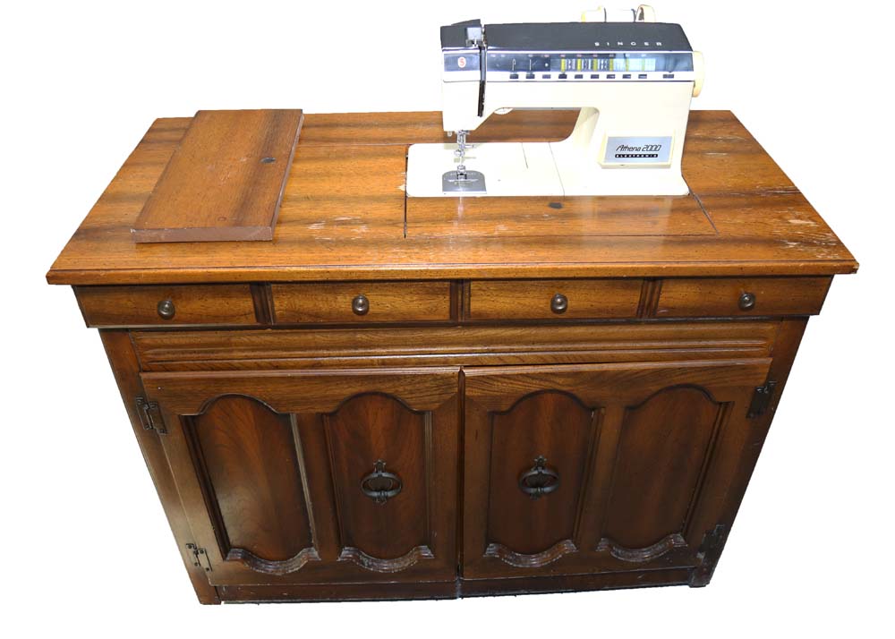 Vintage Mid Century Sewing Machine and Cabinet
