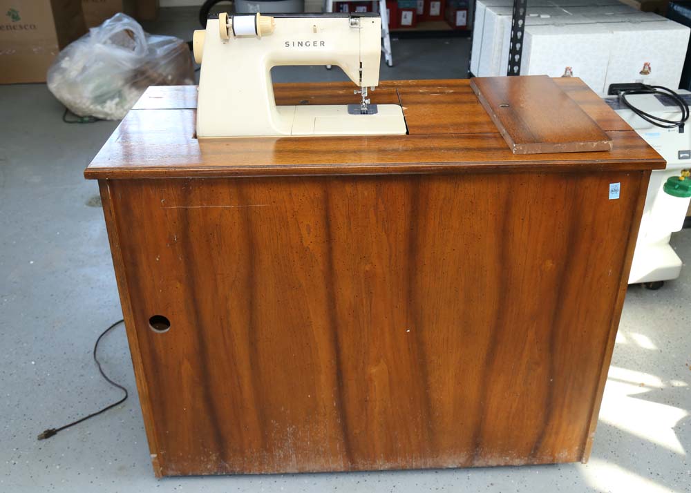 Vintage Mid Century Sewing Machine and Cabinet