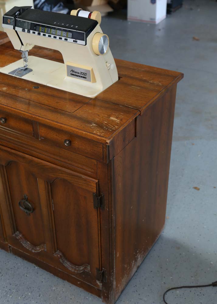 Vintage Mid Century Sewing Machine and Cabinet