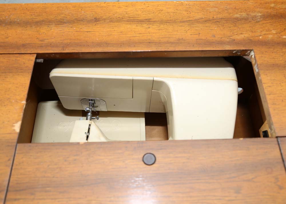 Vintage Mid Century Sewing Machine and Cabinet