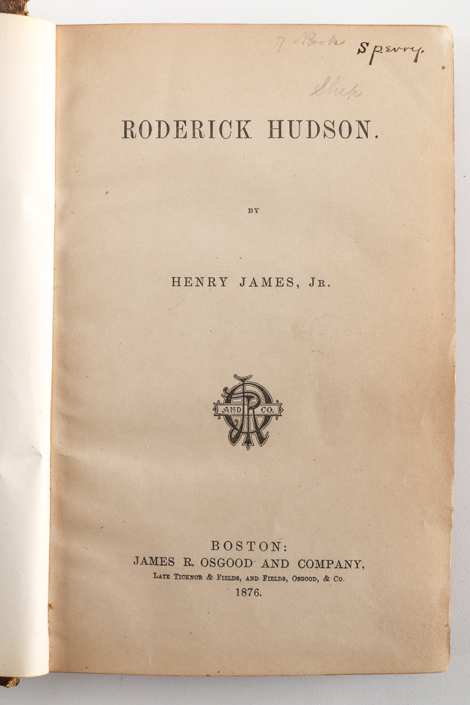 1875 First Edition of "Roderick Hudson" by Henry James