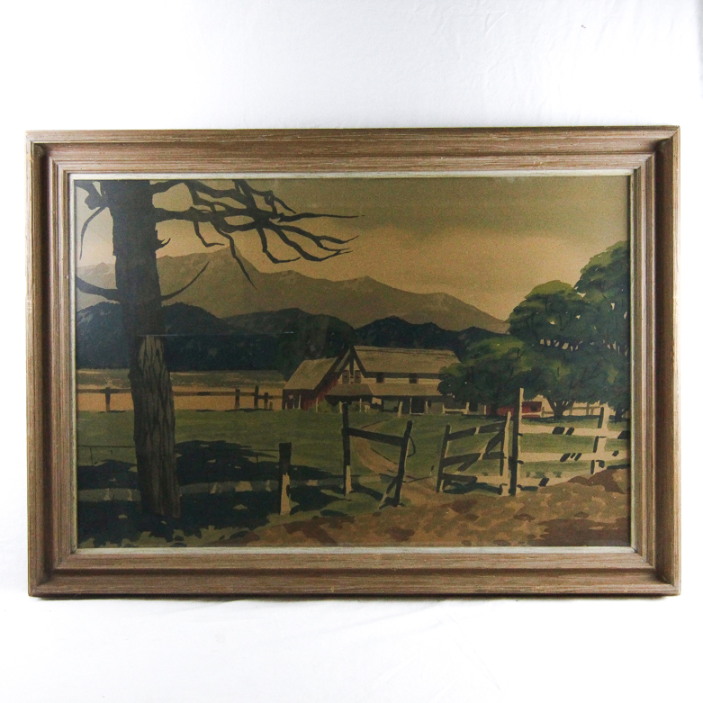 Ranch Landscape Watercolor by James M. Phillips