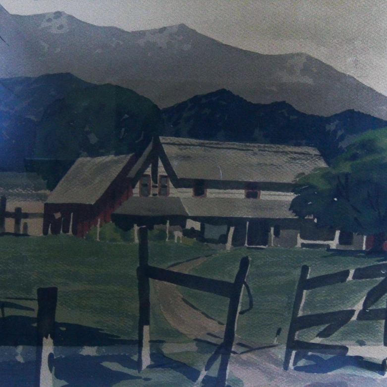 Ranch Landscape Watercolor by James M. Phillips