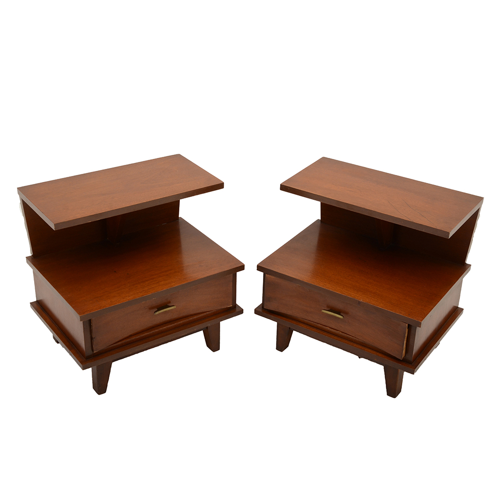 Pair of Mid Century Cantilevered Nightstands by Dixie