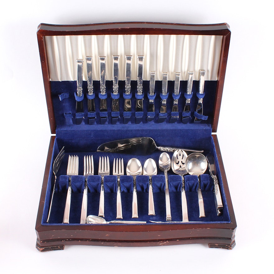 Oneida Heirloom Sterling Silver "Silver Rose" Flatware Set