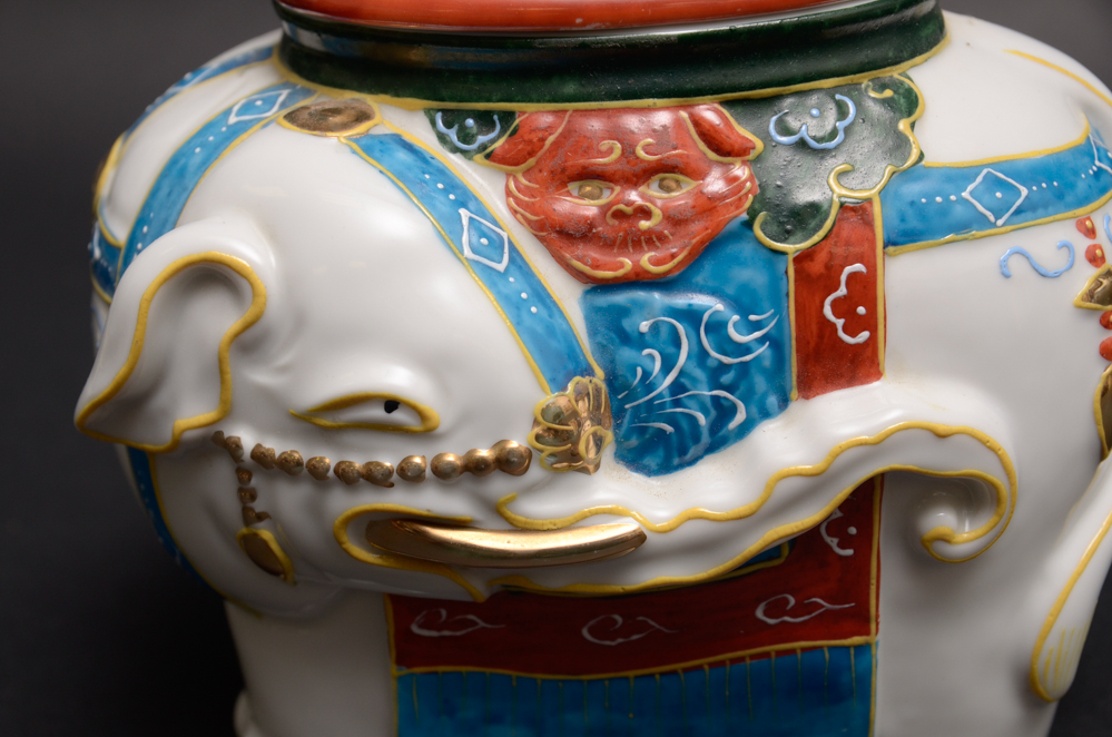 Japanese Ceramic Elephant Jars