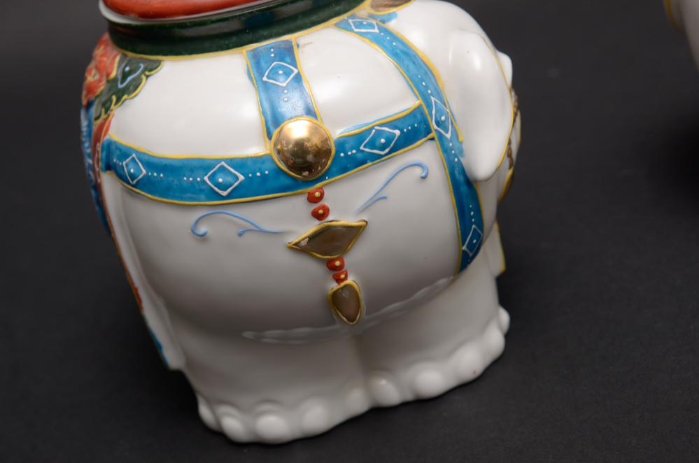 Japanese Ceramic Elephant Jars