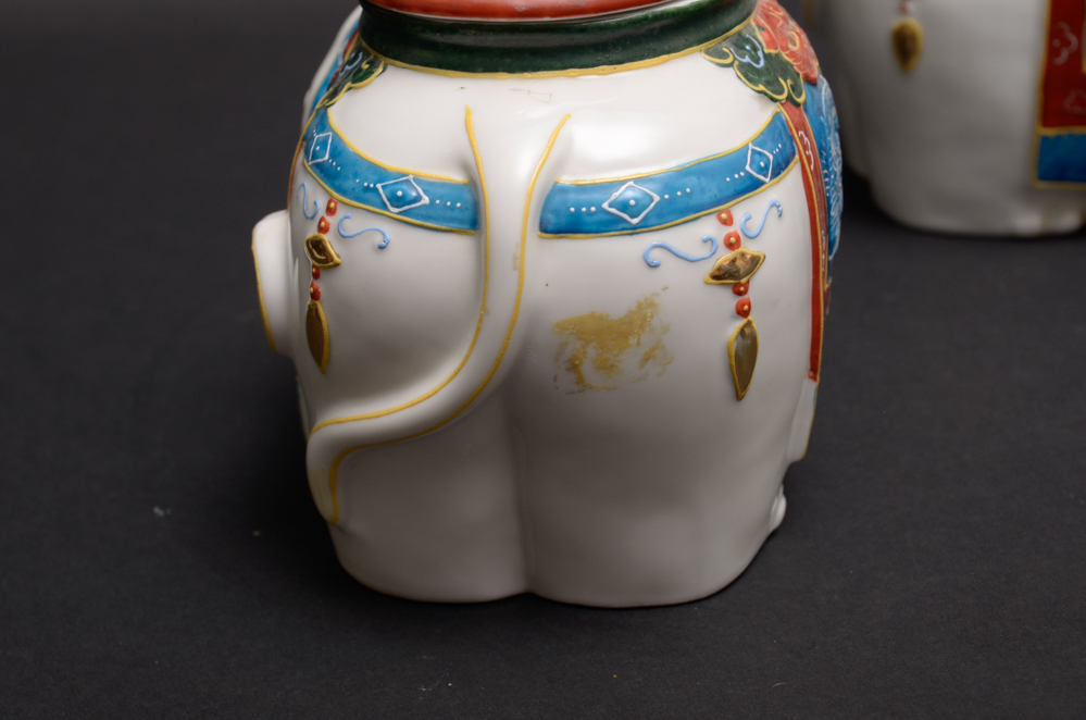 Japanese Ceramic Elephant Jars
