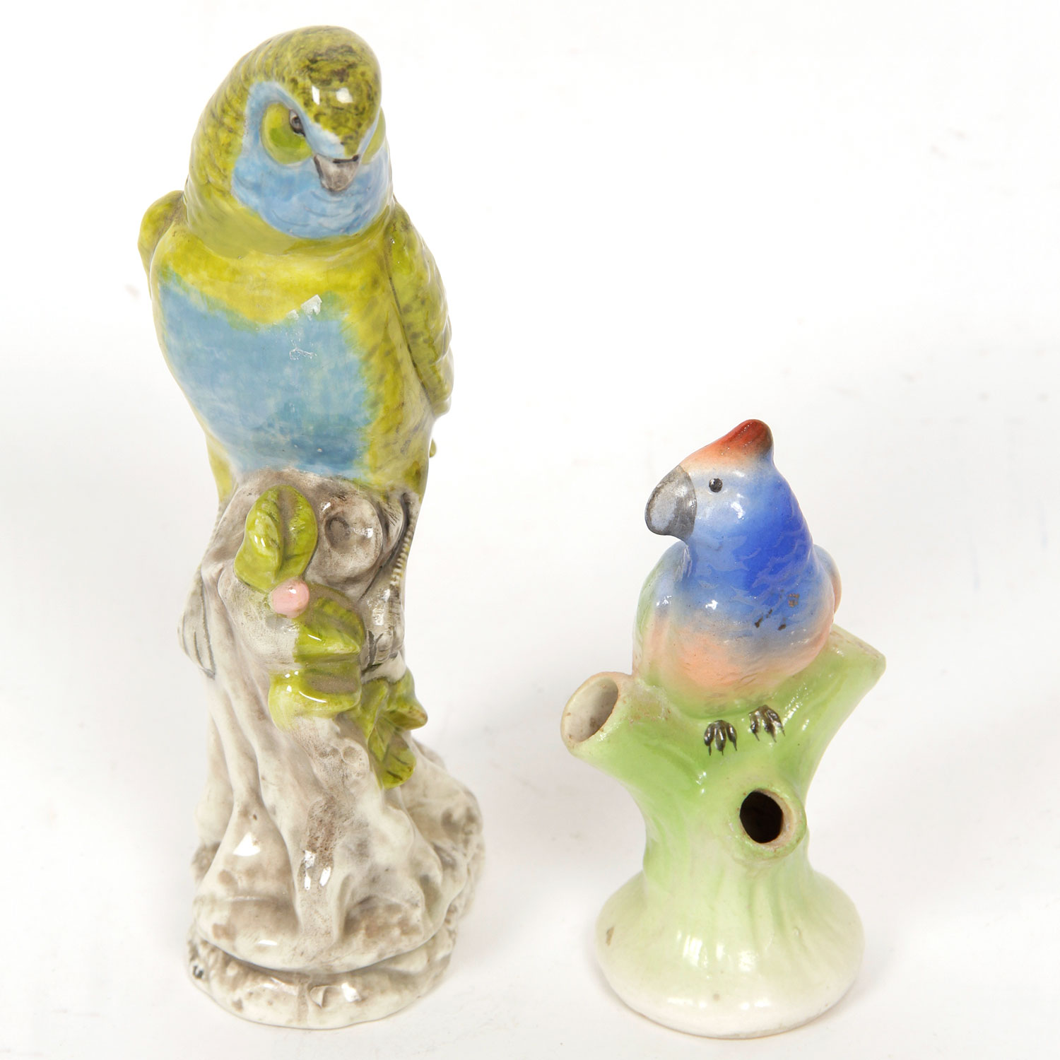 Vintage Chalkware and Ceramic Parrot Vases