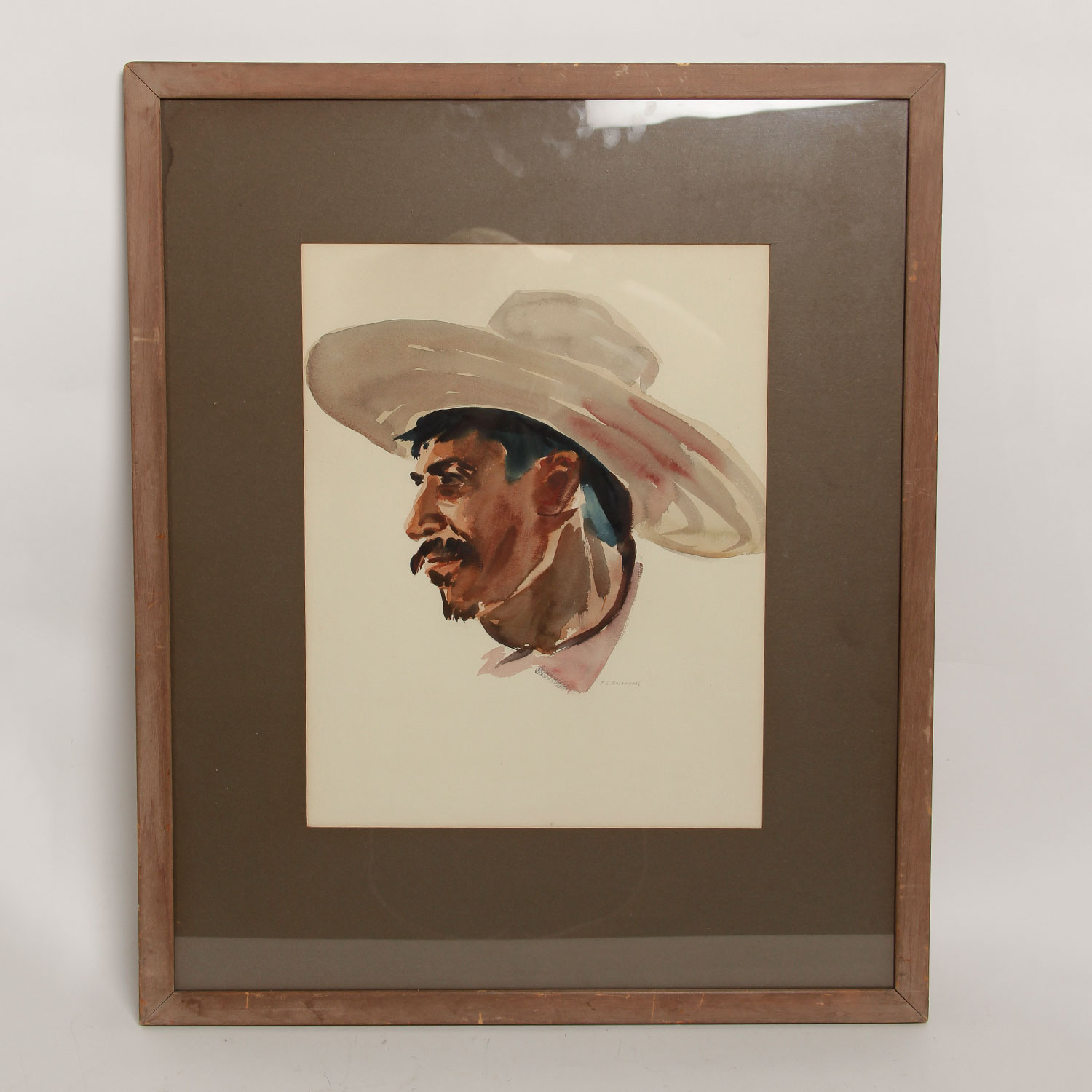 Original J.G. Rosenberg Signed Watercolor  "Caballero"