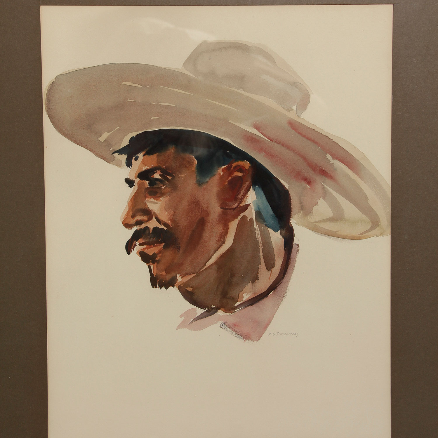 Original J.G. Rosenberg Signed Watercolor  "Caballero"
