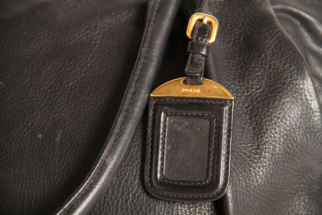 Black Leather Prada Hobo Style Bag