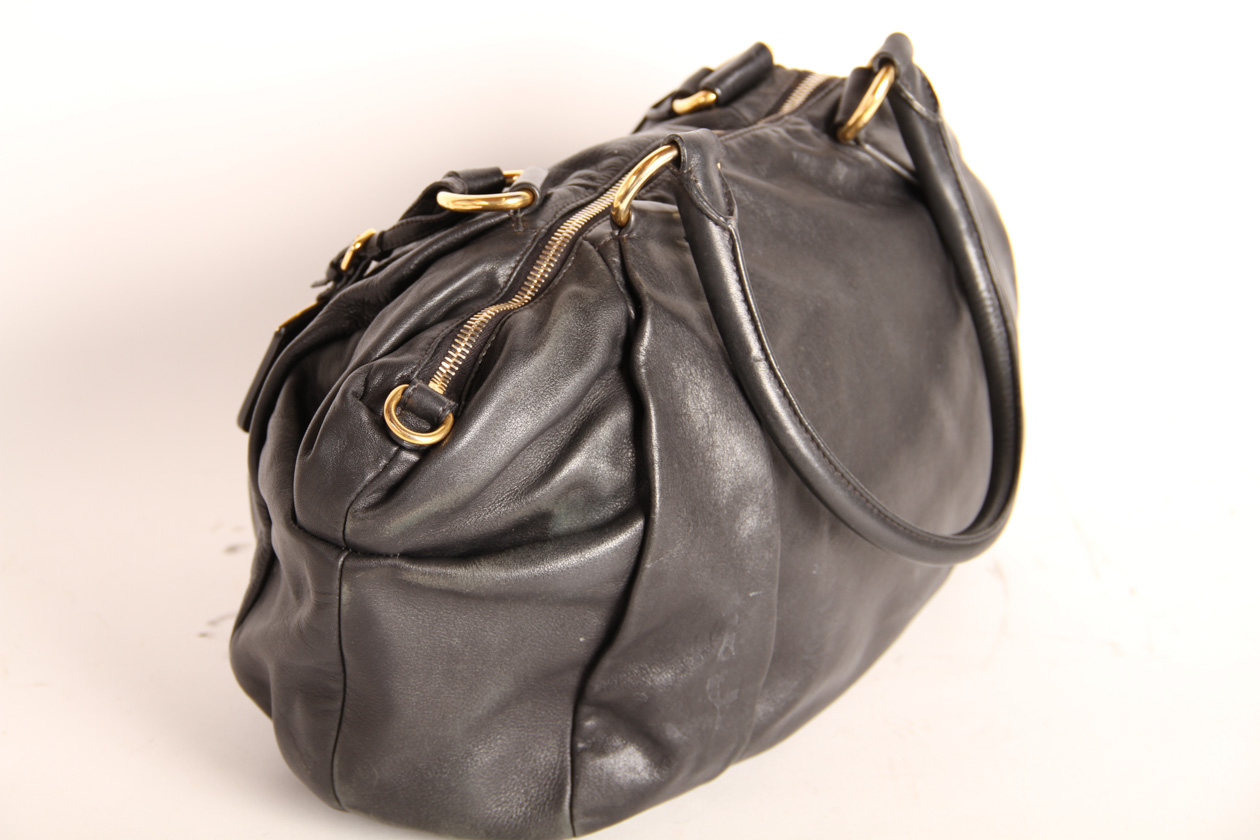 Black Leather Prada Hobo Style Bag