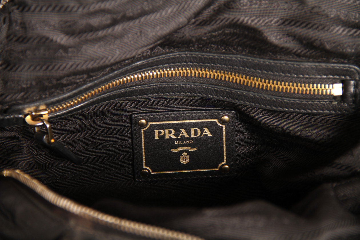 Black Leather Prada Hobo Style Bag