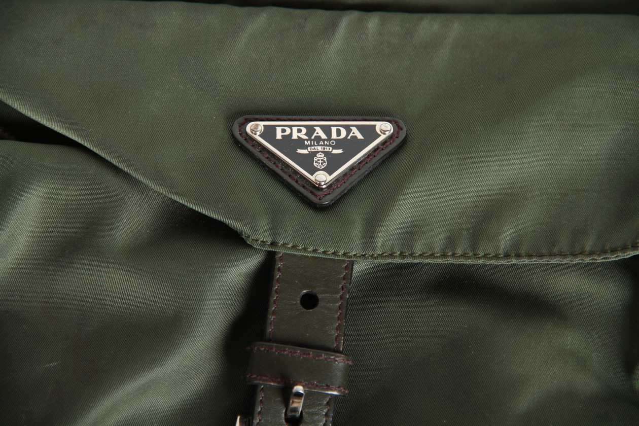Green Prada Canvas Crossbody Messenger Bag