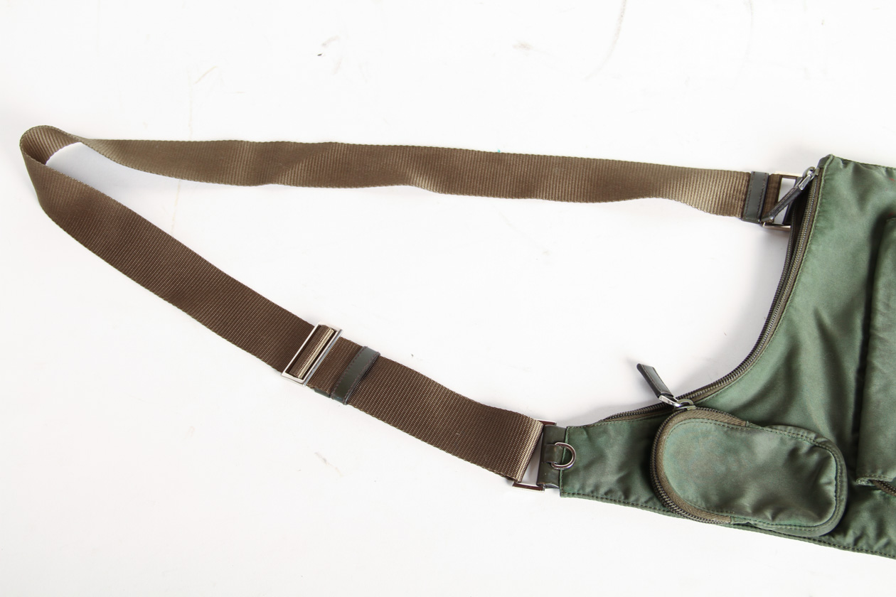 Green Prada Canvas Crossbody Messenger Bag