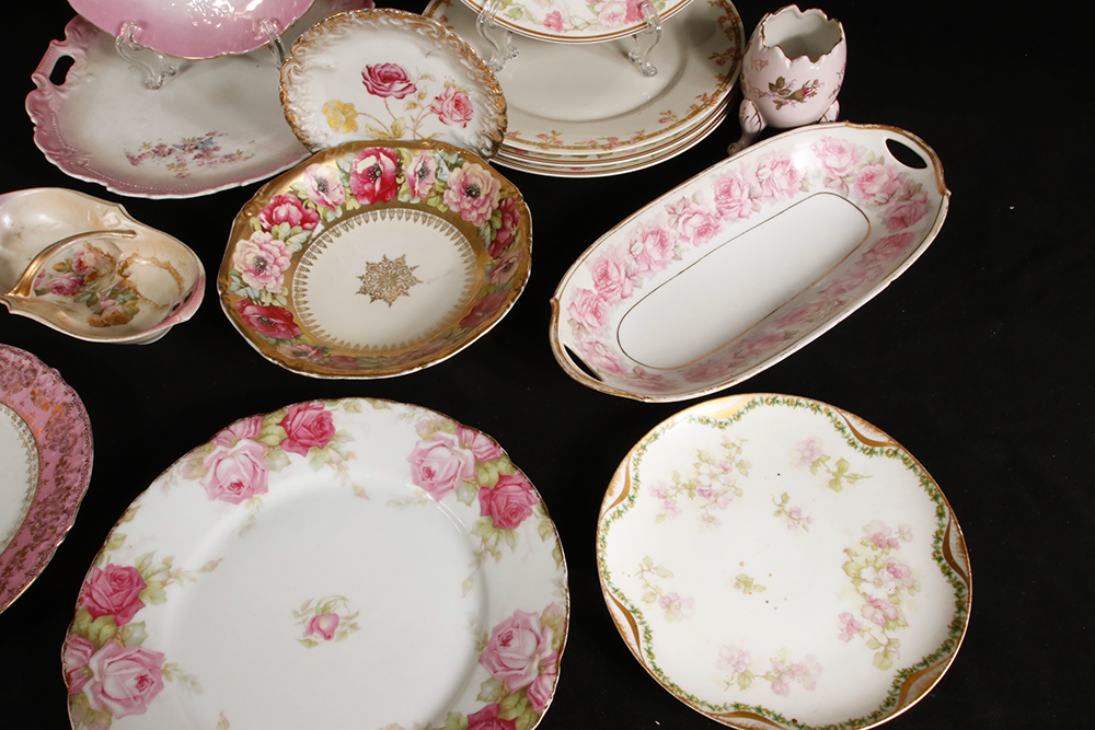 Collection of Antique and Vintage Pink China Pieces Including Thomas of Bavaria, Limoges, and Haviland