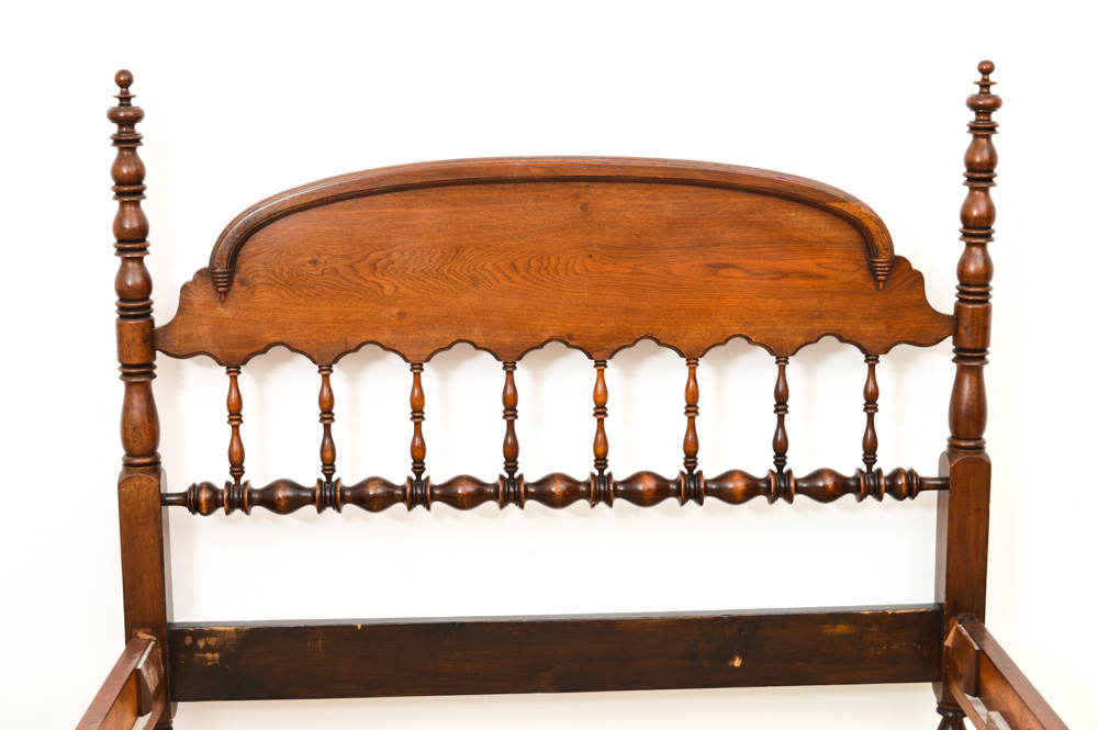 Antique Walnut Queen Size Four Poster Bed Frame