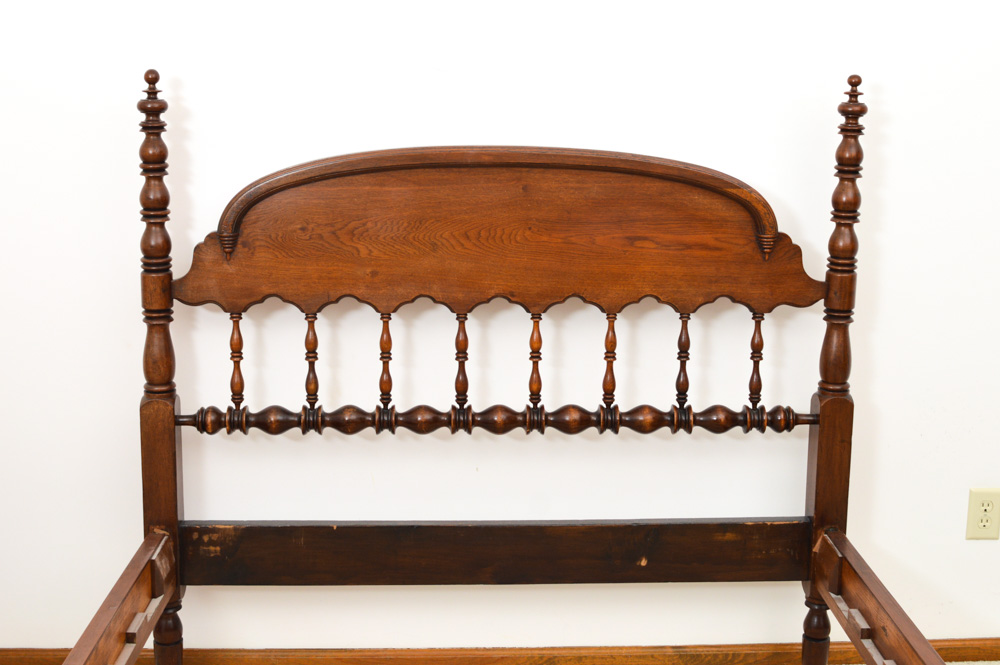 Antique Walnut Queen Size Four Poster Bed Frame