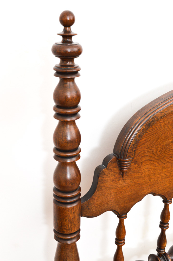 Antique Walnut Queen Size Four Poster Bed Frame