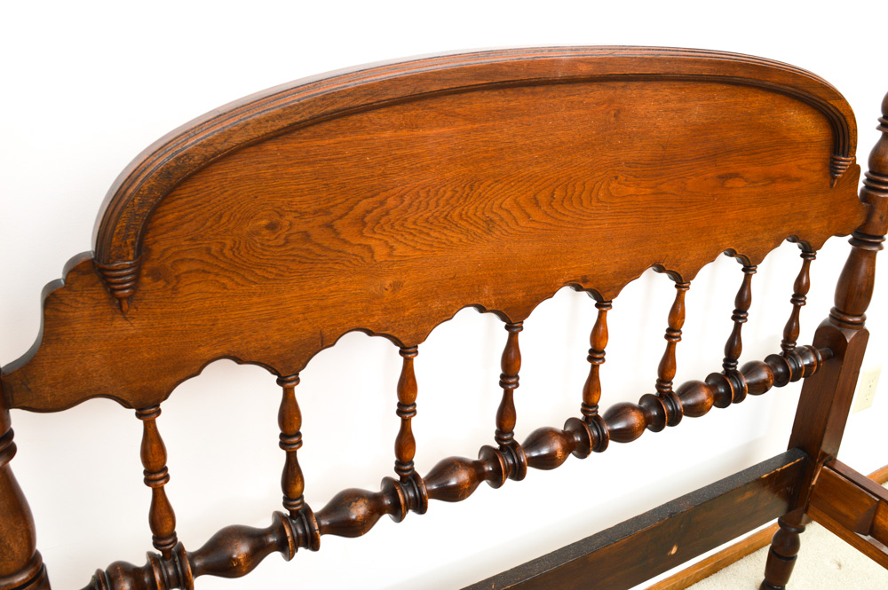 Antique Walnut Queen Size Four Poster Bed Frame