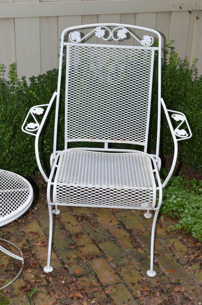 Vintage Wrought Iron Patio Chairs with Table