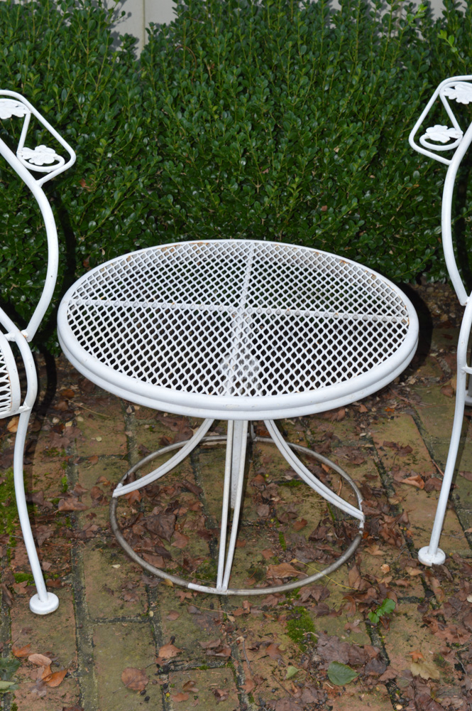 Vintage Wrought Iron Patio Chairs with Table