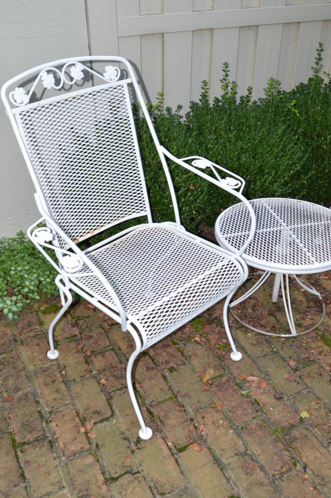 Vintage Wrought Iron Patio Chairs with Table