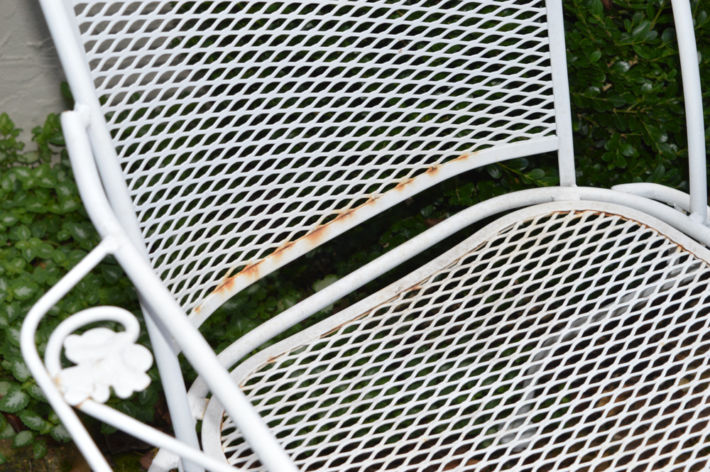 Vintage Wrought Iron Patio Chairs with Table