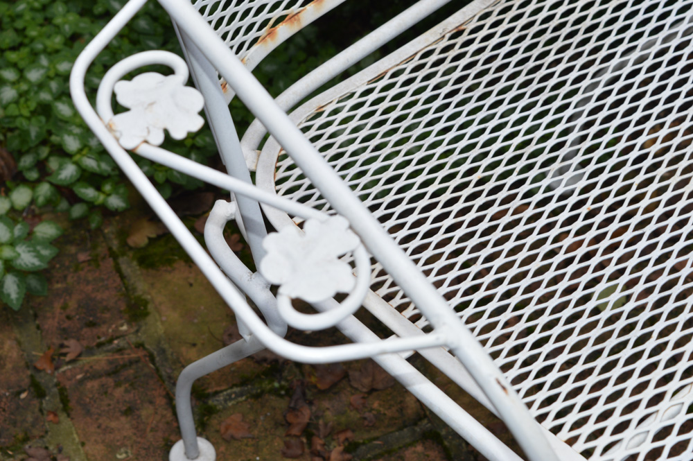 Vintage Wrought Iron Patio Chairs with Table