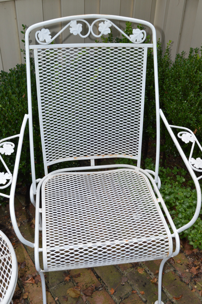 Vintage Wrought Iron Patio Chairs with Table