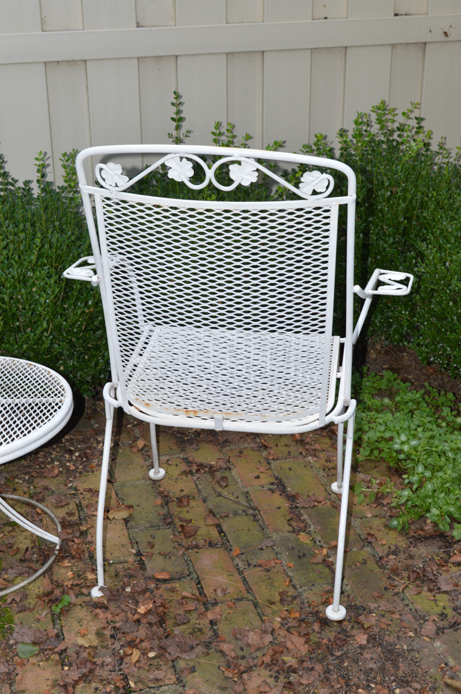 Vintage Wrought Iron Patio Chairs with Table