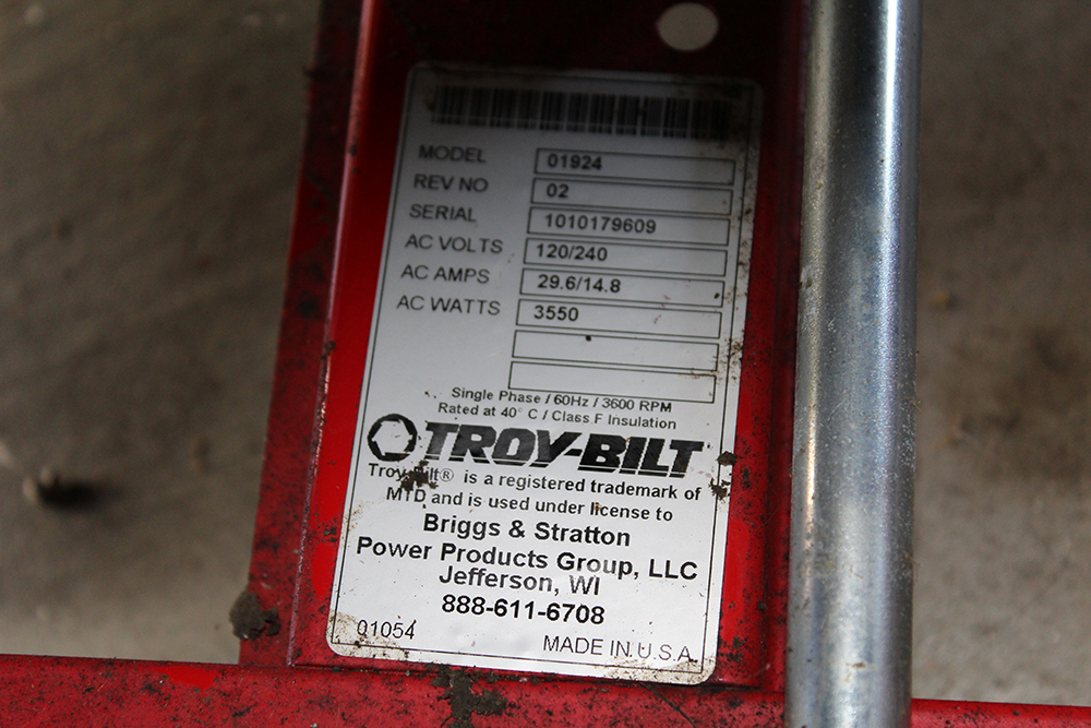Troy-Bilt 3550 Watt Portable Generator