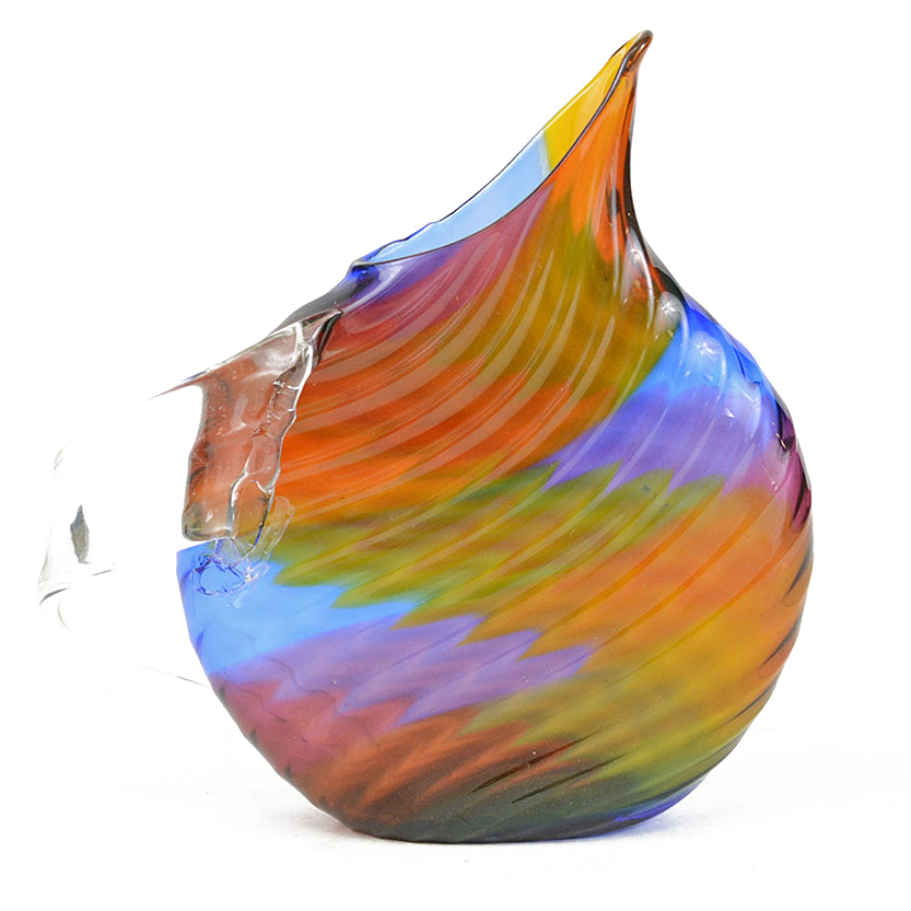 Mark Weiner Signed Rainbow Art Glass Pitcher