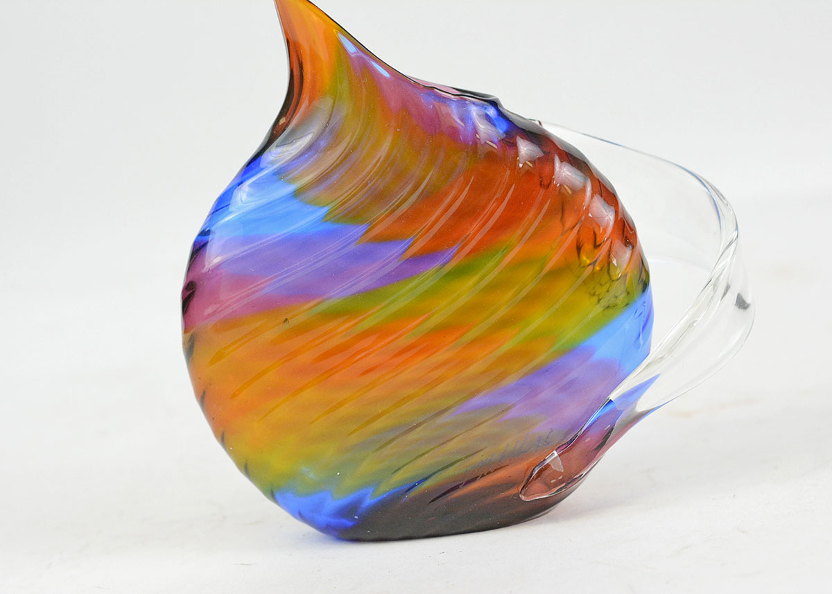 Mark Weiner Signed Rainbow Art Glass Pitcher