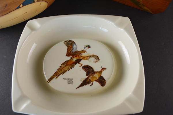 Ceramic Duck, Wood Duck Box, and a Pheasant Ash Receiver