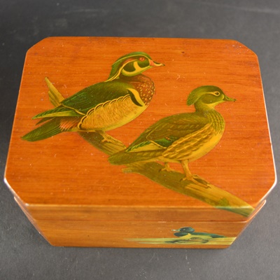 Ceramic Duck, Wood Duck Box, and a Pheasant Ash Receiver