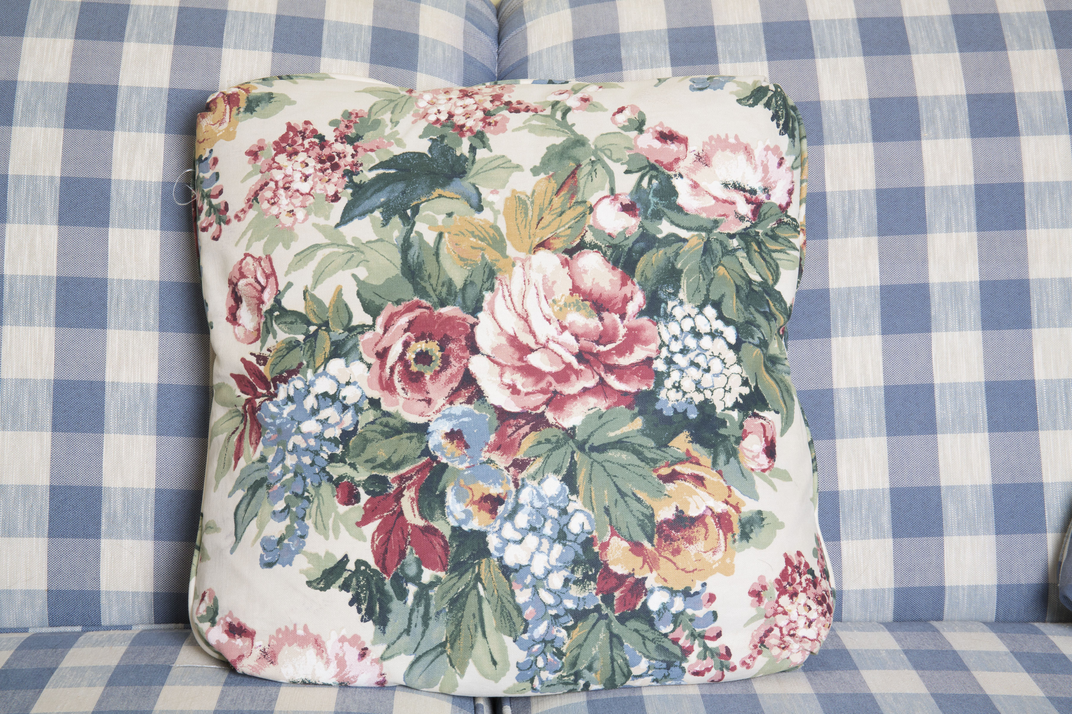 Broyhill Plaid Upholstered Sofa