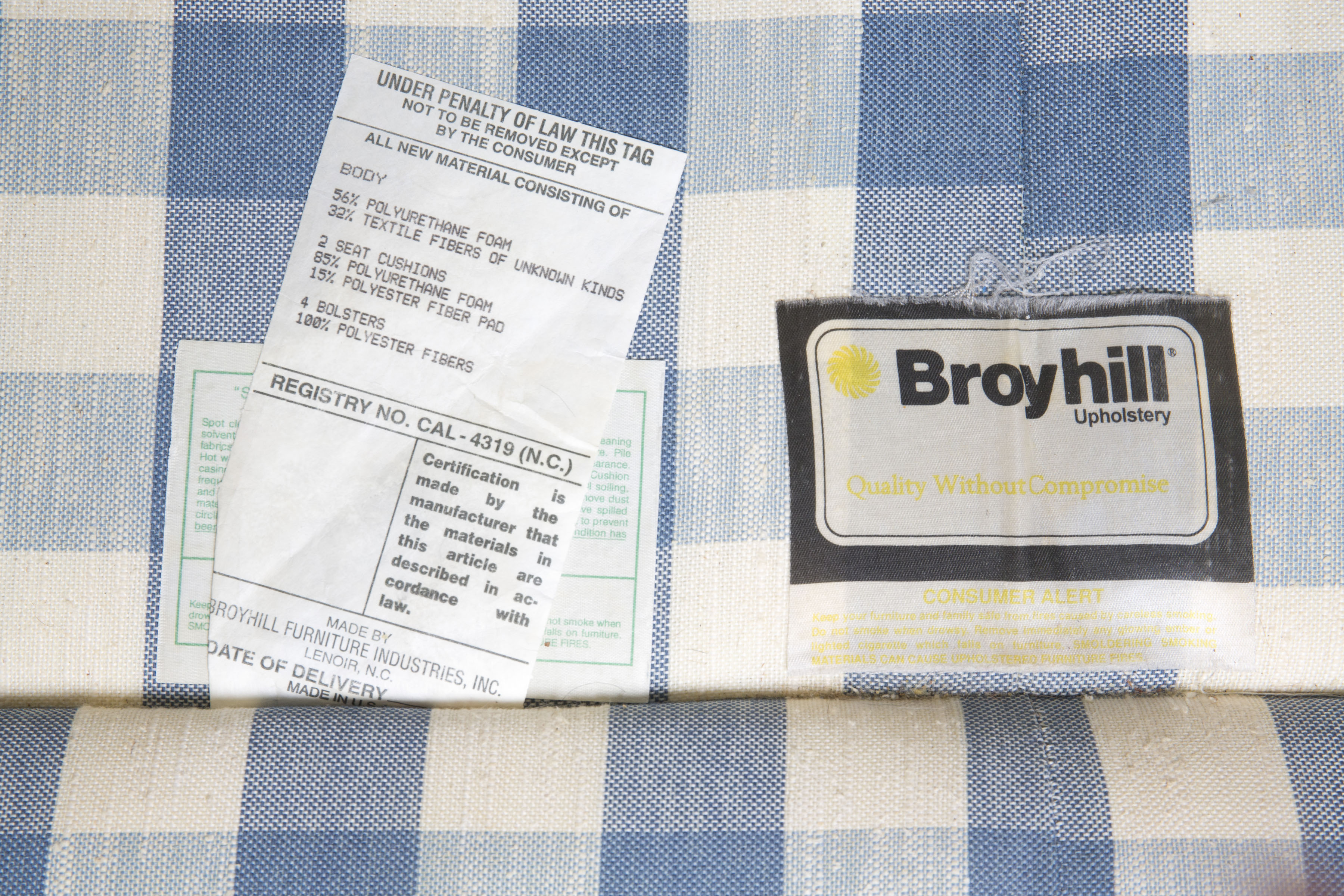 Broyhill Plaid Upholstered Sofa