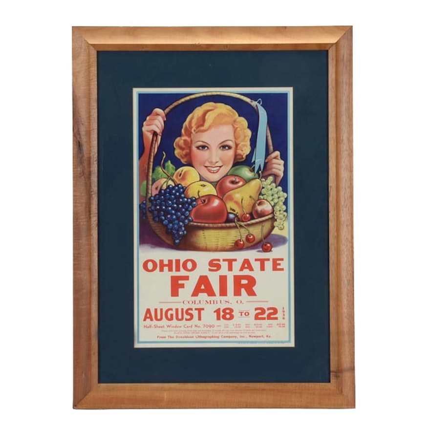 Framed Original 1936 Ohio State Fair Poster by Donaldson Lithographing Company