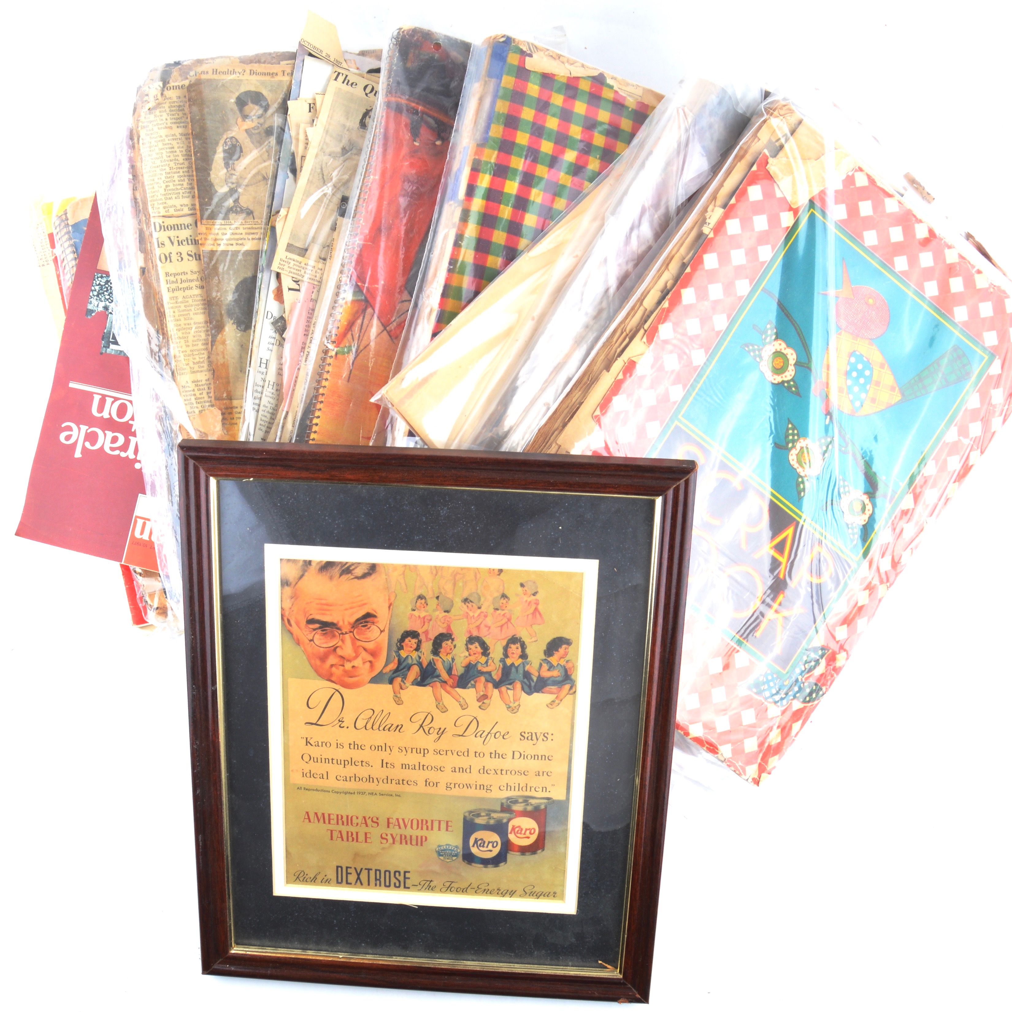 Vintage Dionne Quintuplets Scrapbooks and Framed Karo Ad