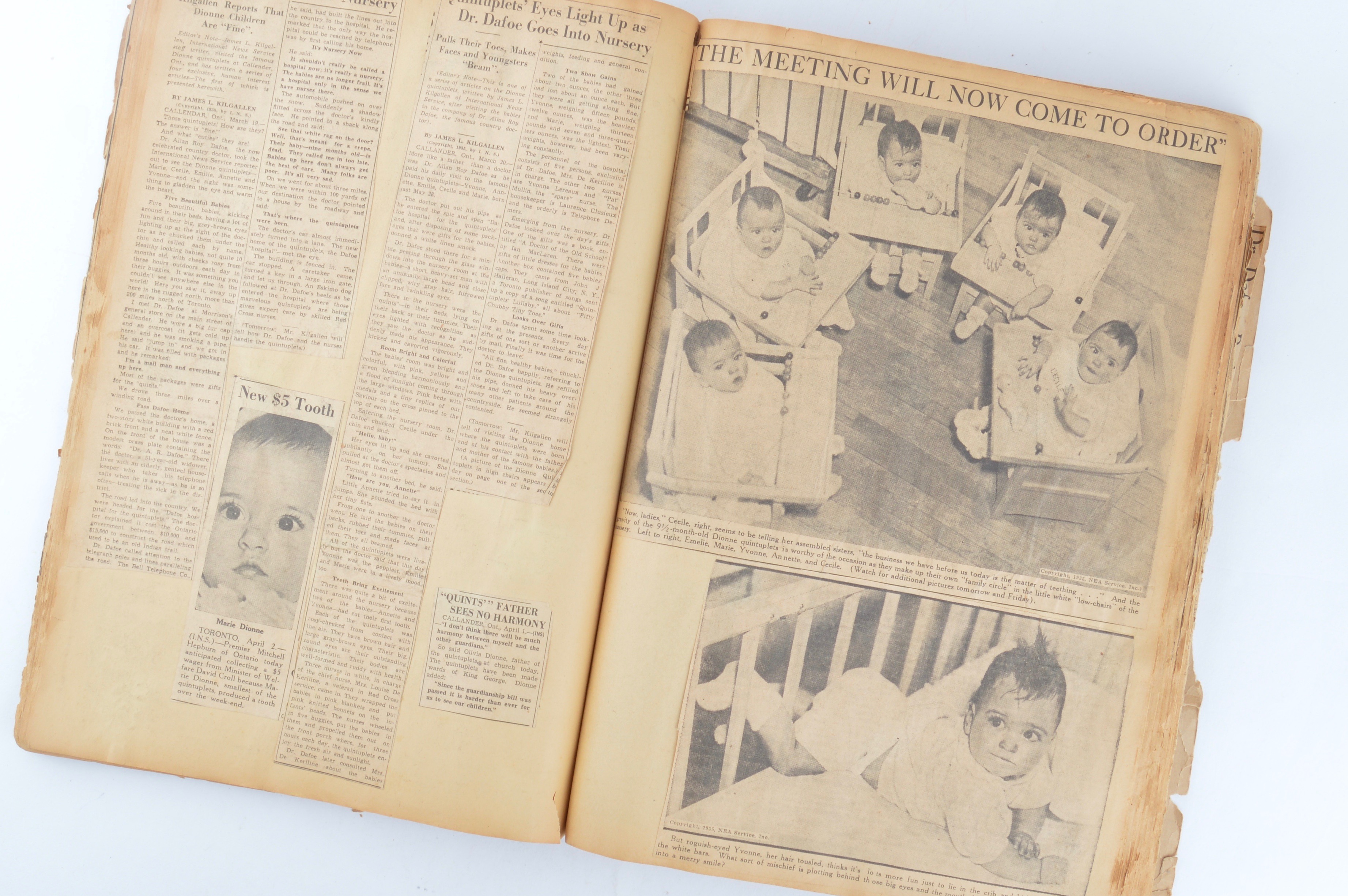 Vintage Dionne Quintuplets Scrapbooks and Framed Karo Ad