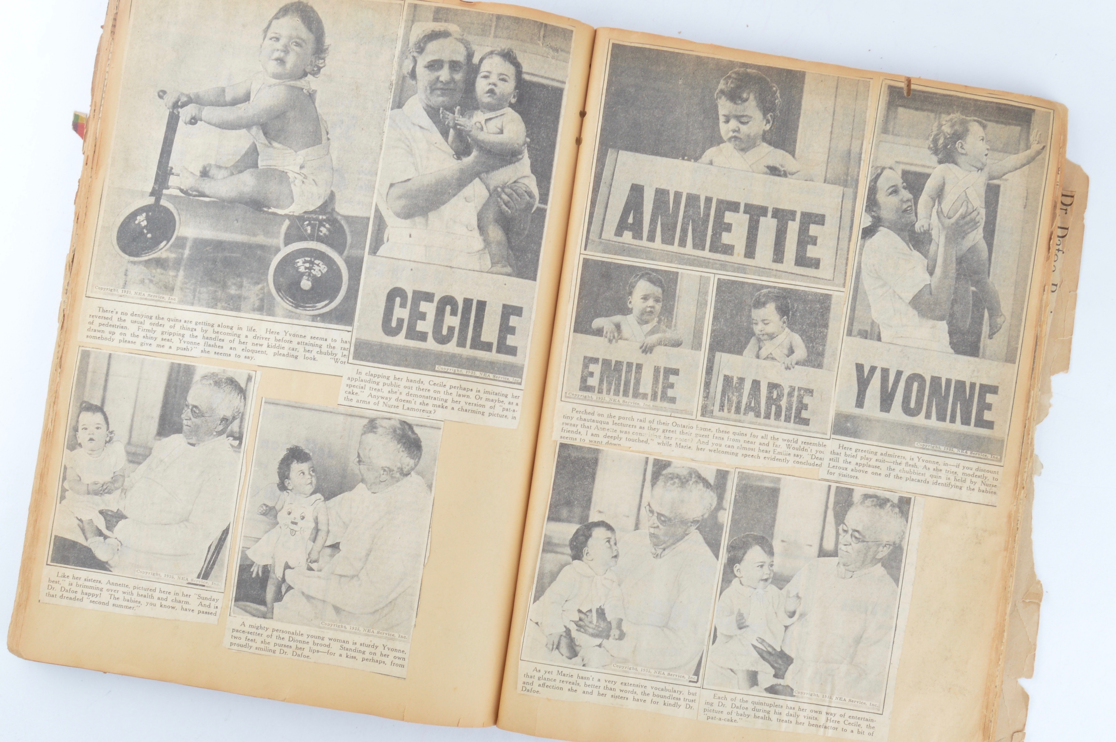 Vintage Dionne Quintuplets Scrapbooks and Framed Karo Ad